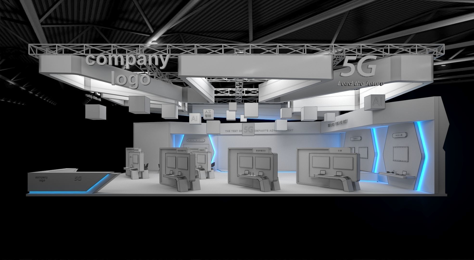 exhibition stand 20x15 model 3D model_1
