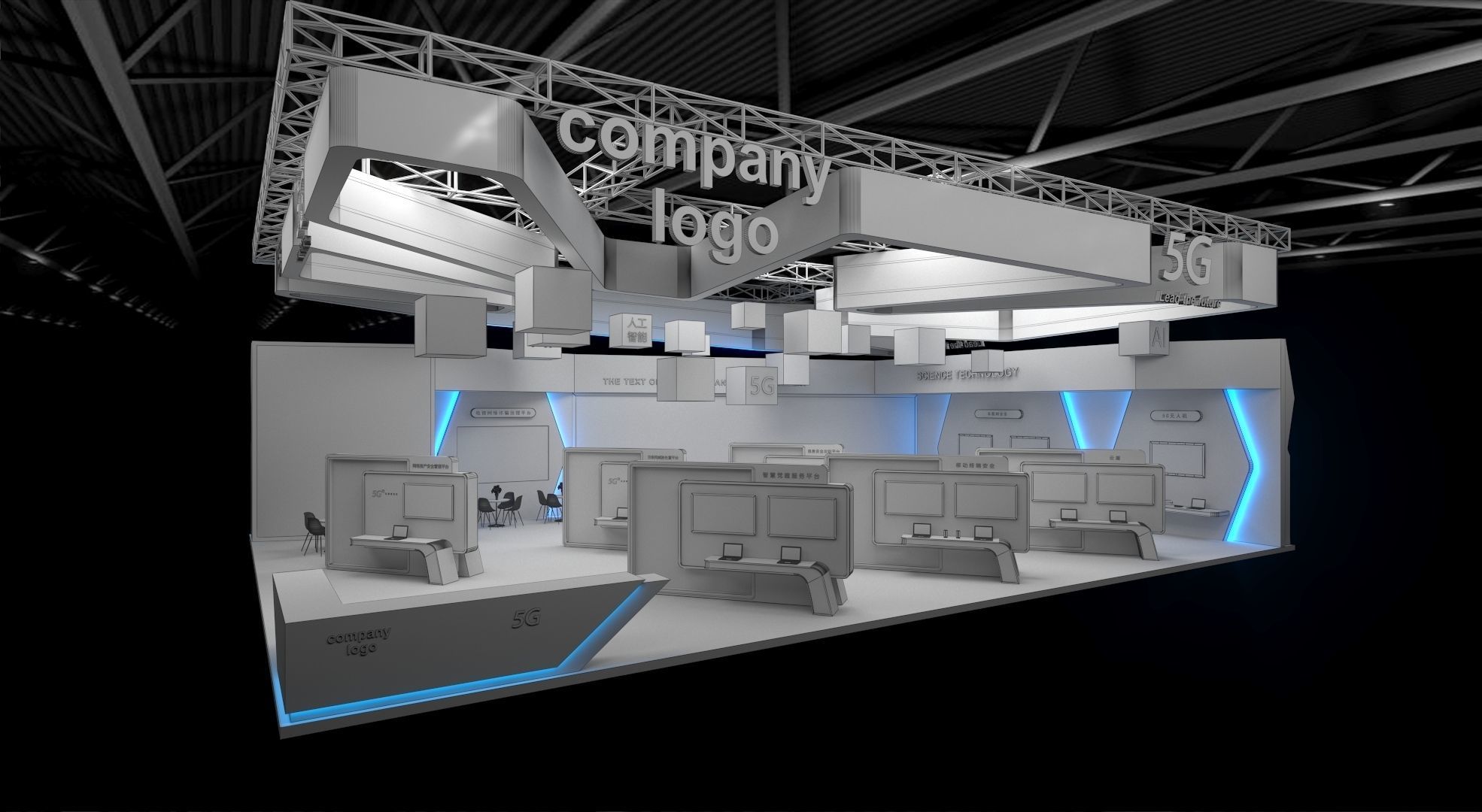 exhibition stand 20x15 model 3D model_3