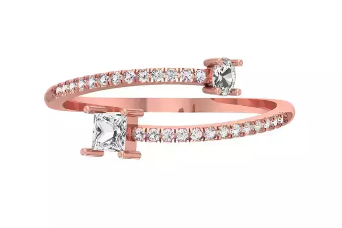 Open End Light Weight Princess Oval stone  Band Ring