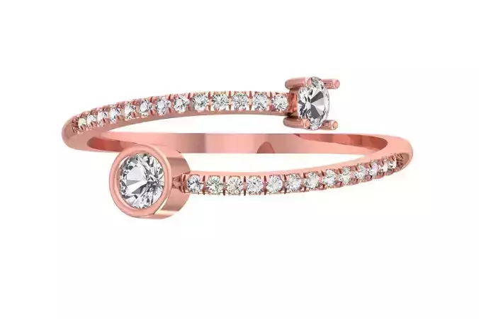 Open End Light Weight Oval Round Stone Band Ring