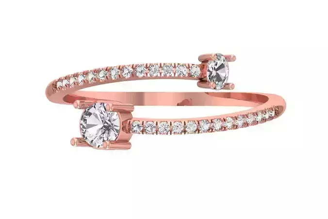 Open End Light Weight OVal Round Stone Band Ring