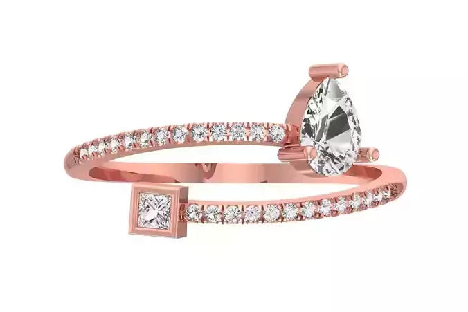 Open End Light Weight  Pear Princess stone Band Ring