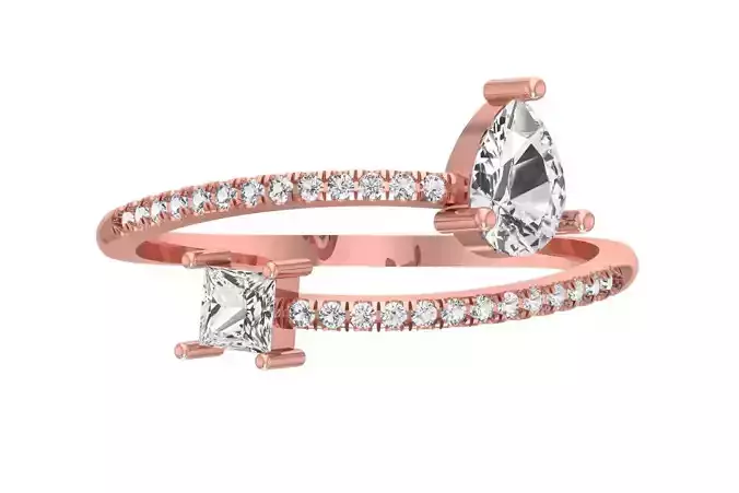 Open End Light Weight Pear Princess stone Band Ring