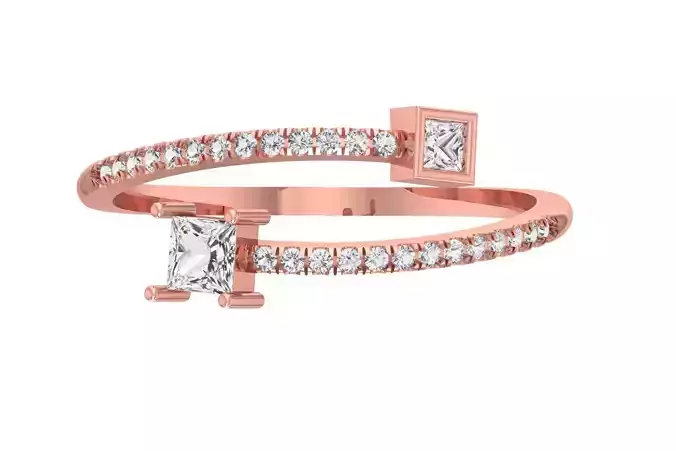 Open End Light Weight Princess stone Band Ring