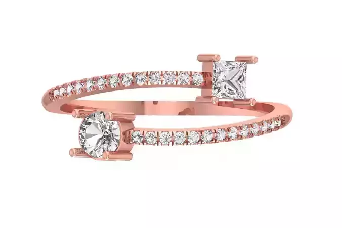 Open End Light Weight Princess Round Stone Band Ring