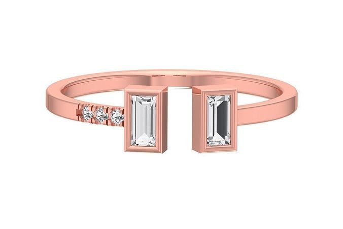 Open End Light Weight Baguette stone Band Ring 3D print model