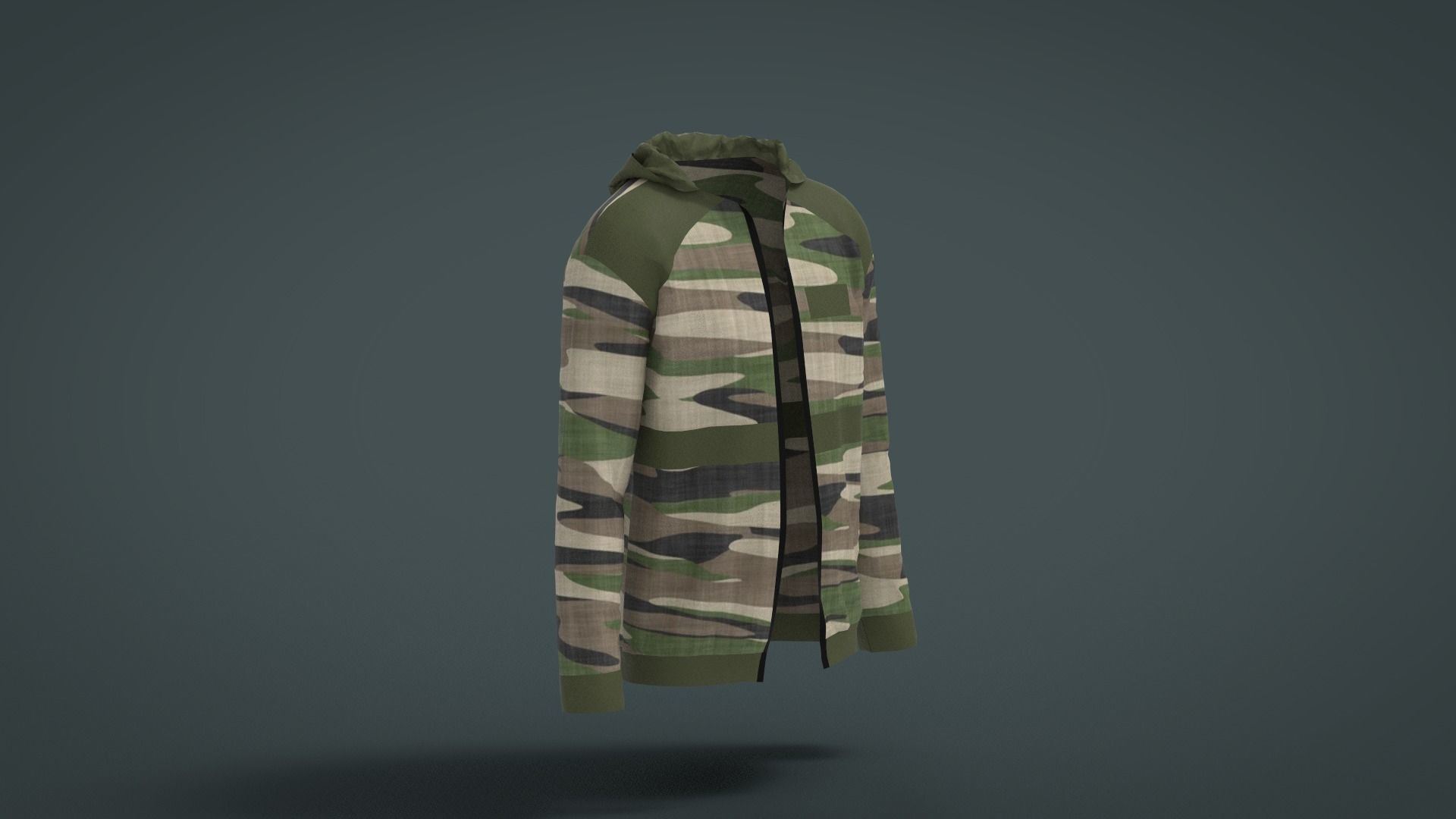 Jacket camouflage hoodie Low-poly 3D model_1