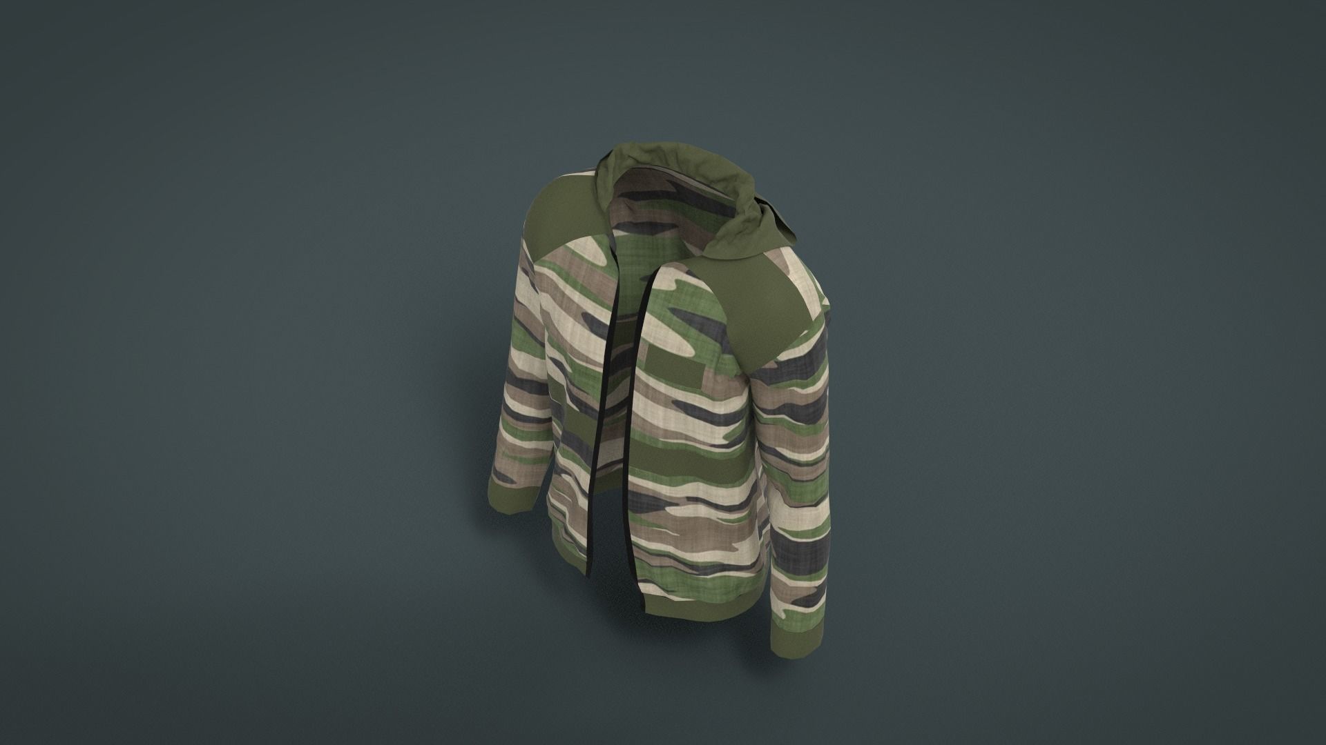 Jacket camouflage hoodie Low-poly 3D model_5