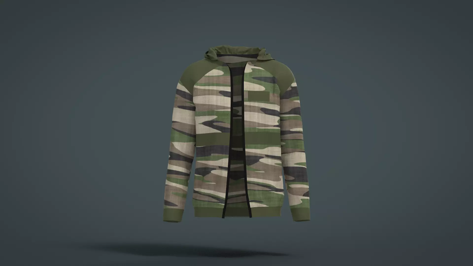 Jacket camouflage hoodie Low-poly 3D model_0