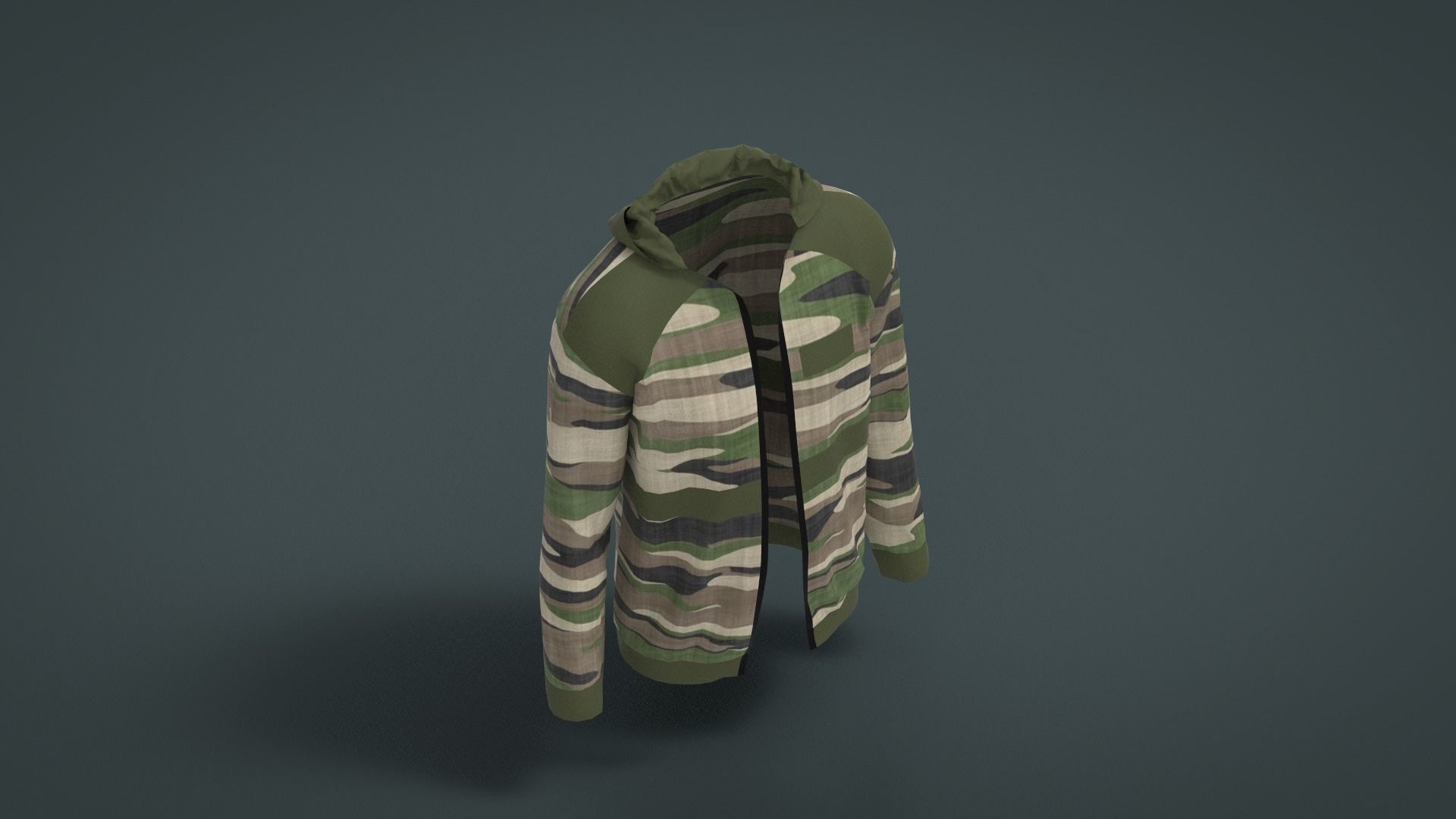 Jacket camouflage hoodie Low-poly 3D model_3