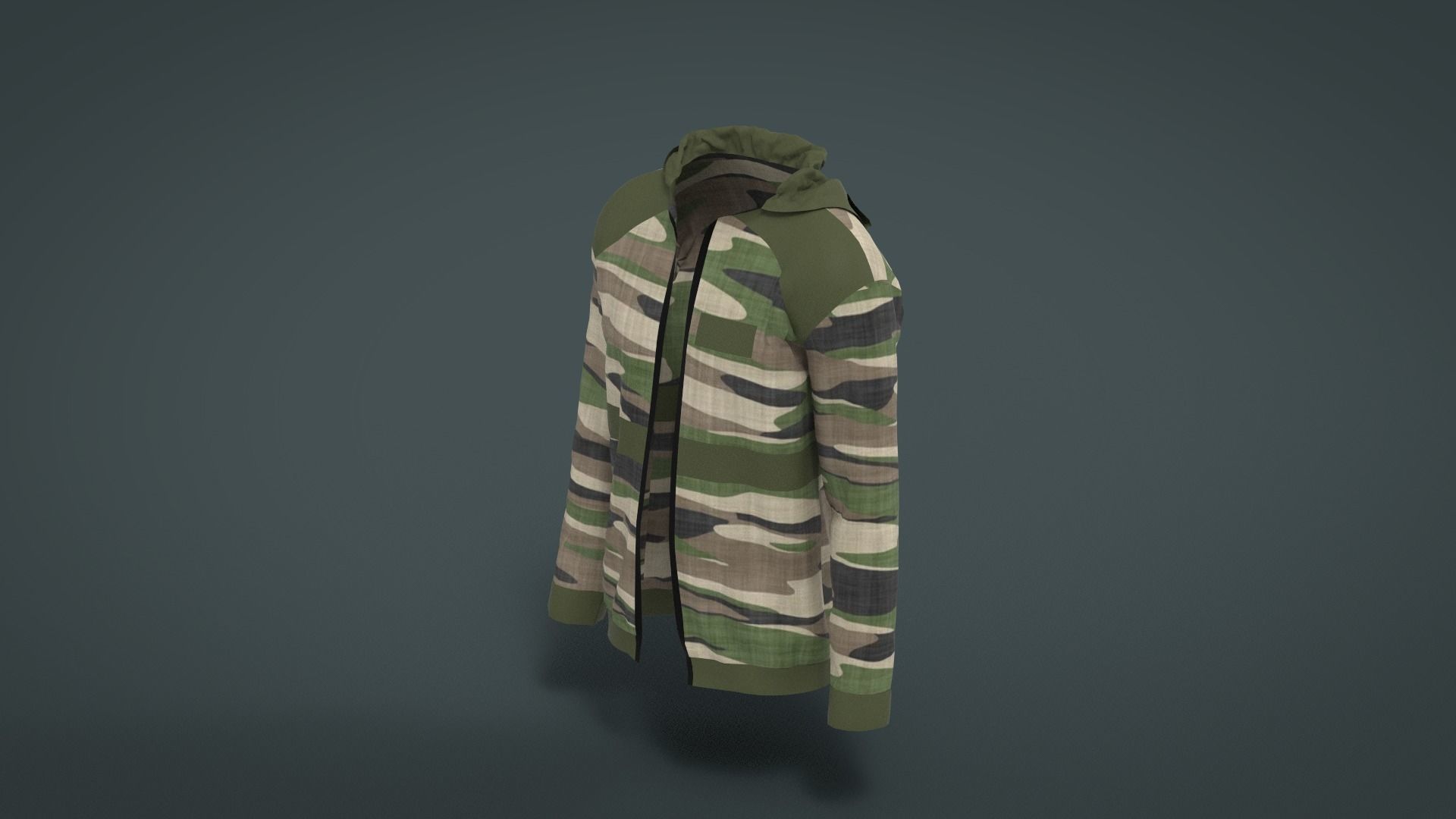 Jacket camouflage hoodie Low-poly 3D model_2