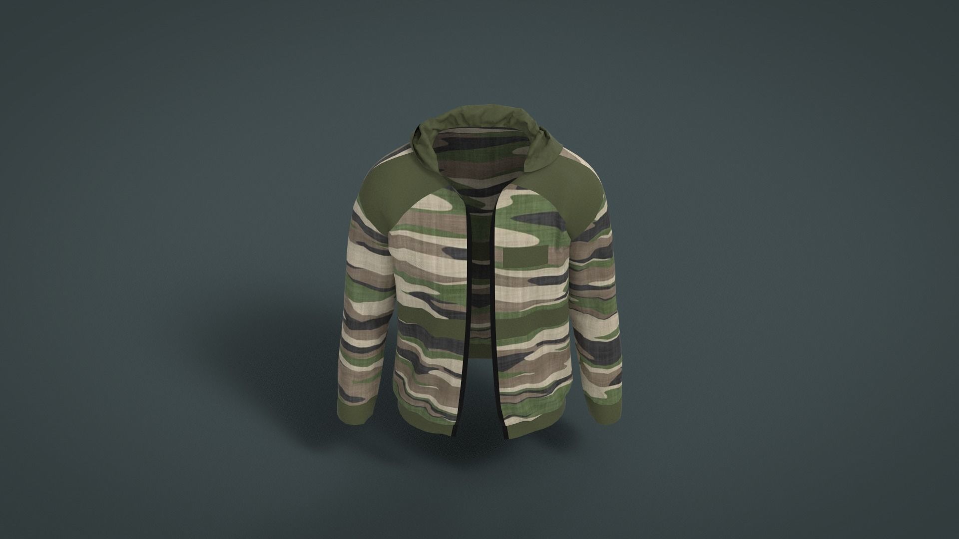 Jacket camouflage hoodie Low-poly 3D model_4