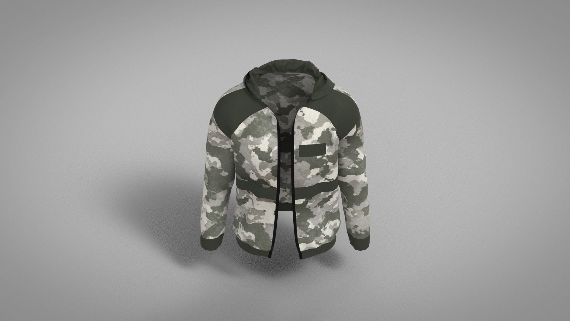 Jacket camouflage hooded Low-poly 3D model_4