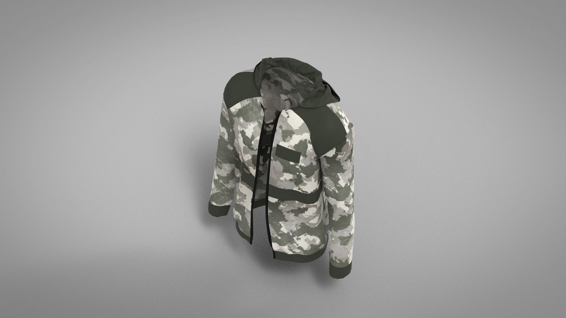 Jacket camouflage hooded Low-poly 3D model_5