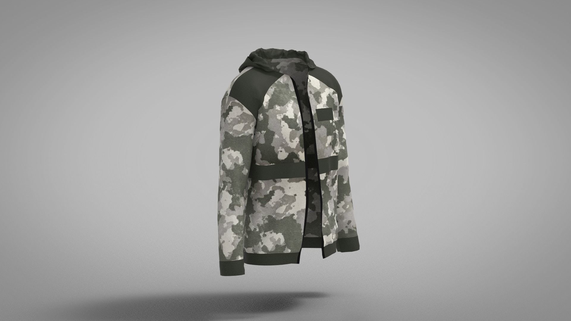 Jacket camouflage hooded Low-poly 3D model_1