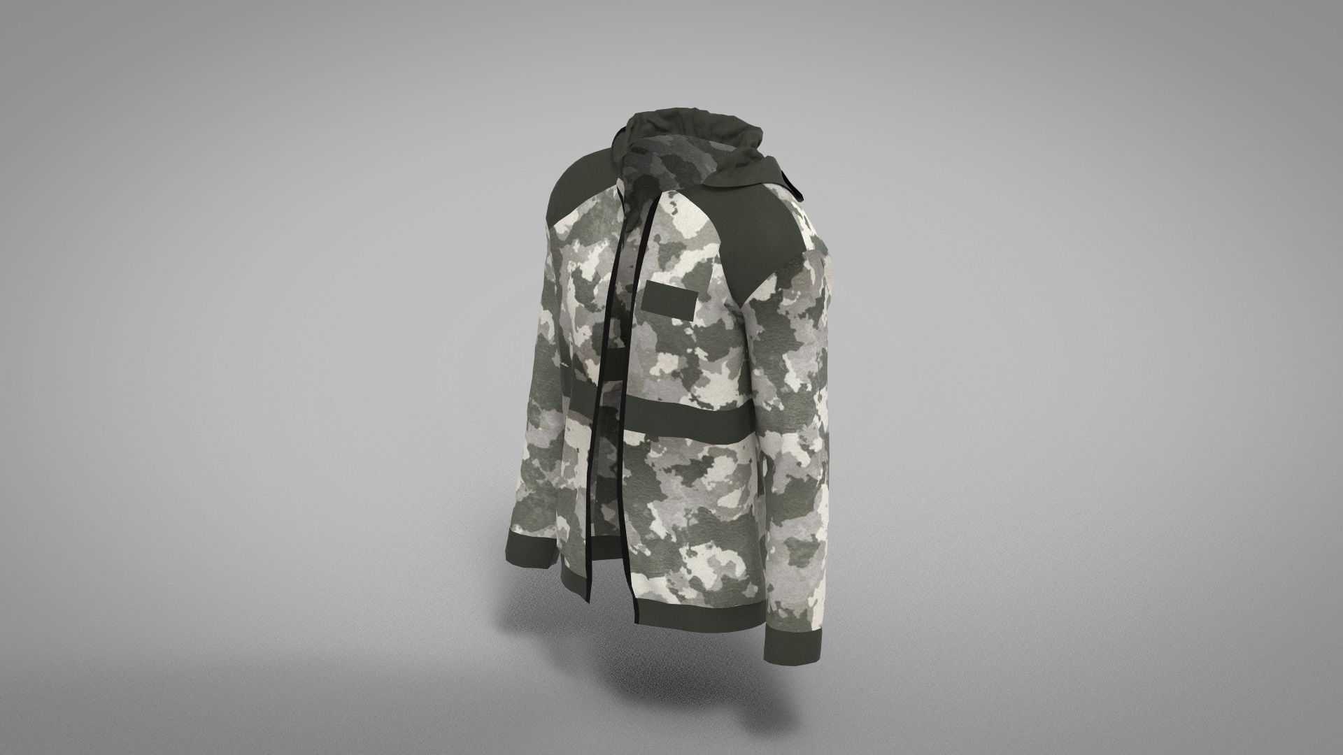 Jacket camouflage hooded Low-poly 3D model_2