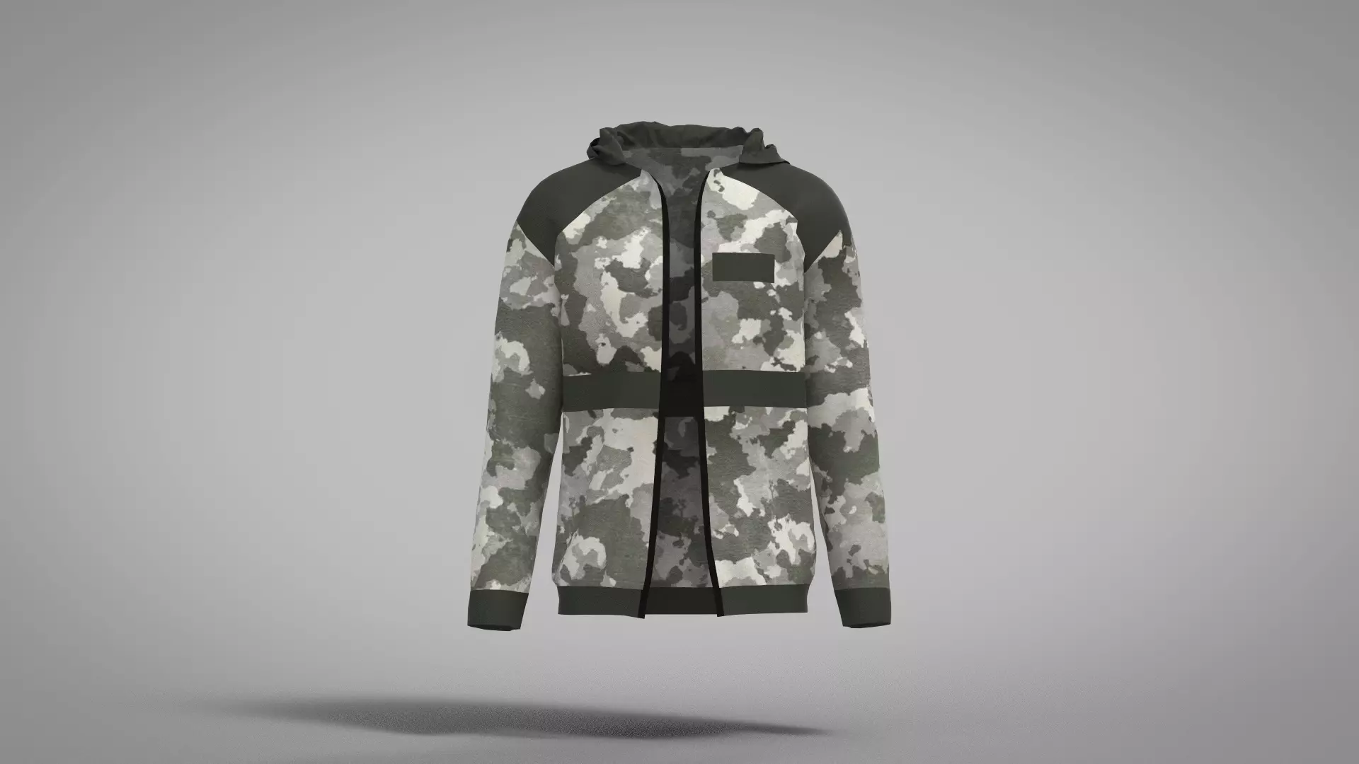 Jacket camouflage hooded Low-poly 3D model_0