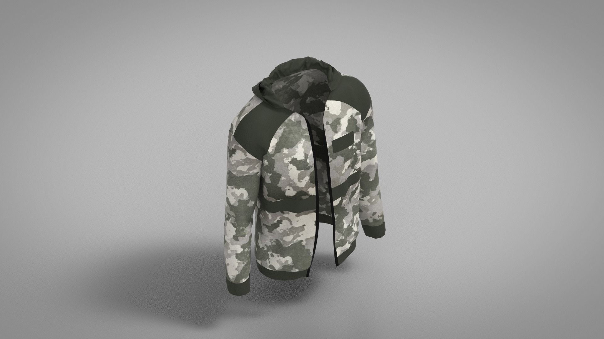 Jacket camouflage hooded Low-poly 3D model_3