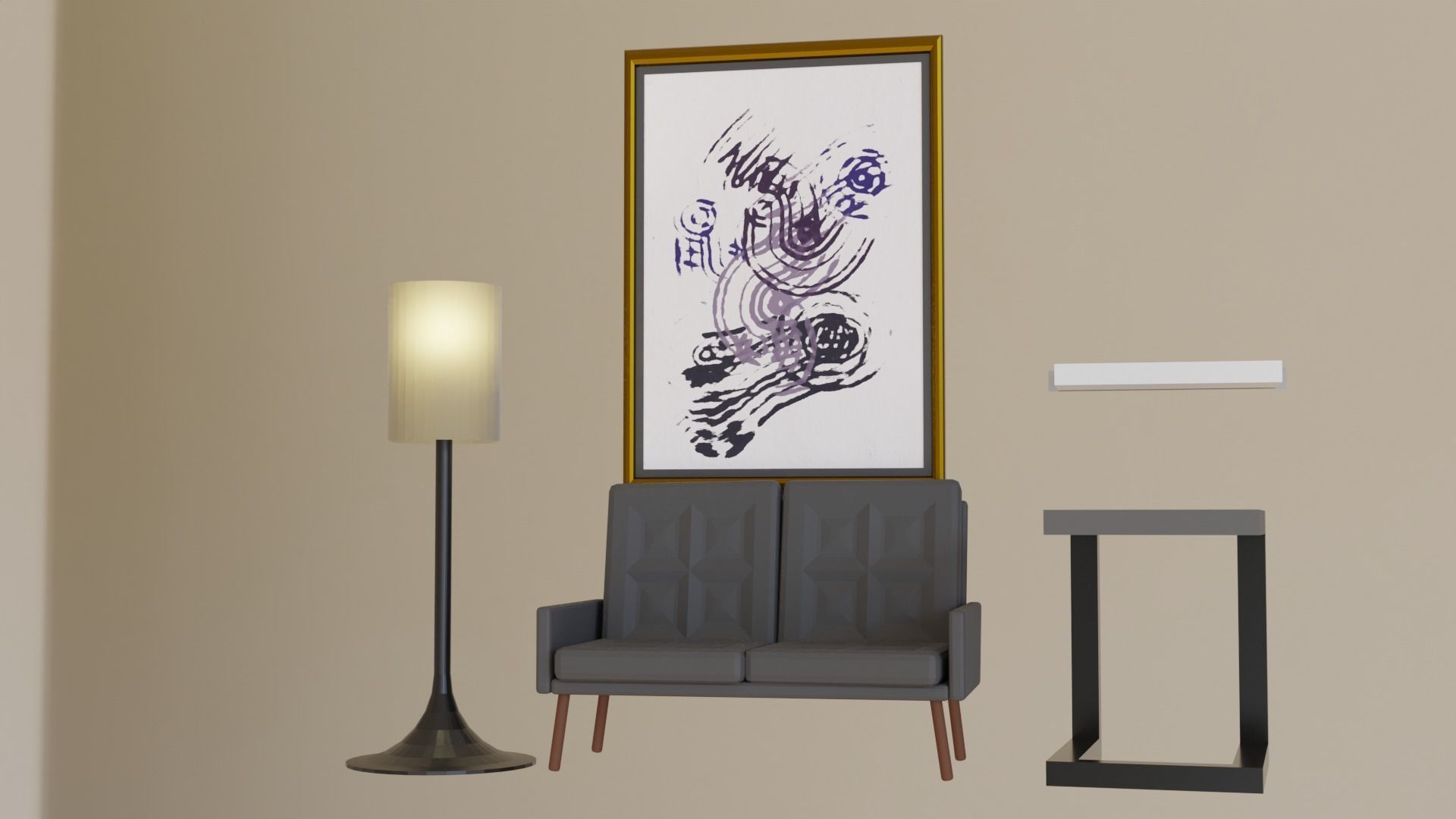 Low Poly Items floor lamp Low-poly 3D model_1