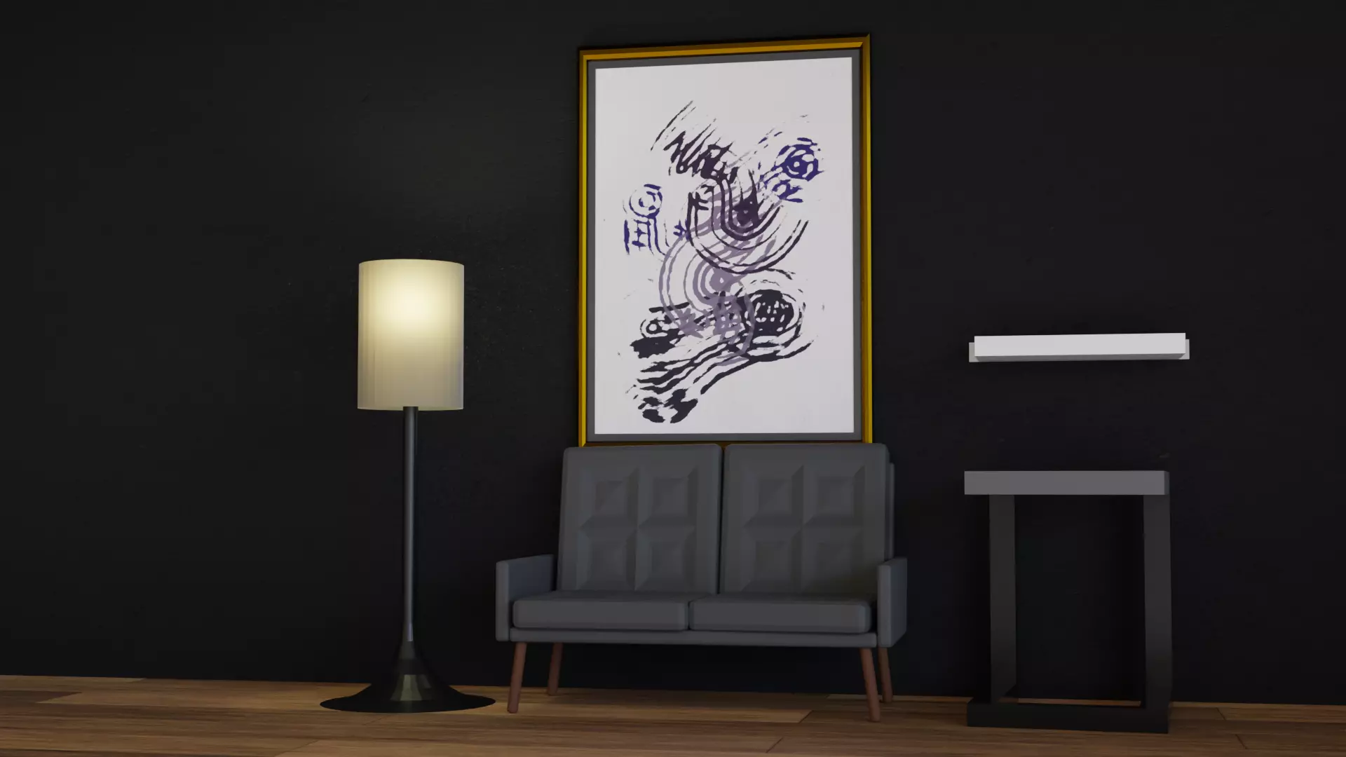 Low Poly Items floor lamp Low-poly 3D model_0