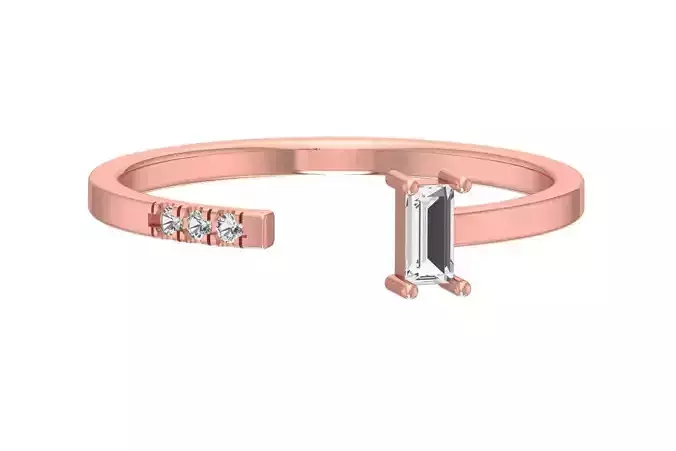 Solitaire Women Light Weight Baguette stone Band Ring