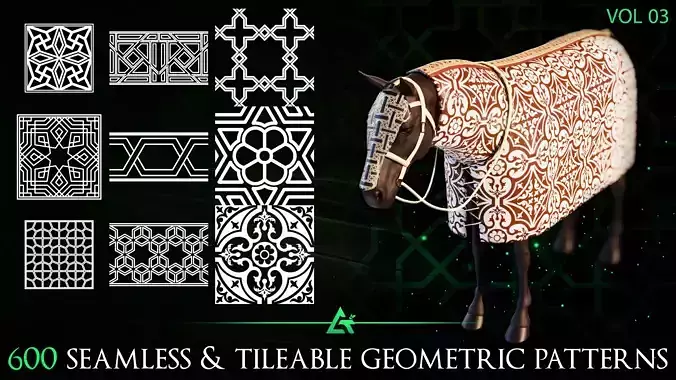 600 Tileable Geometric Ornamental Alpha Patterns - Vol 3 Texture
