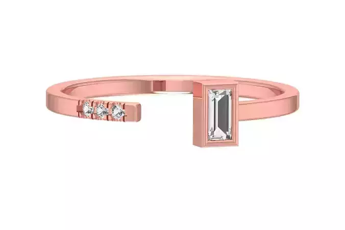 Solitaire Women Light Weight Baguette stone Band Ring