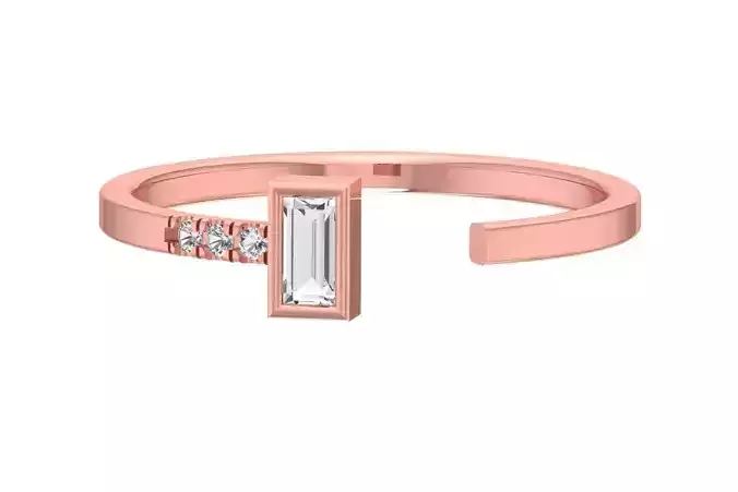 Solitaire Women Light Weight Baguette stone Band Ring