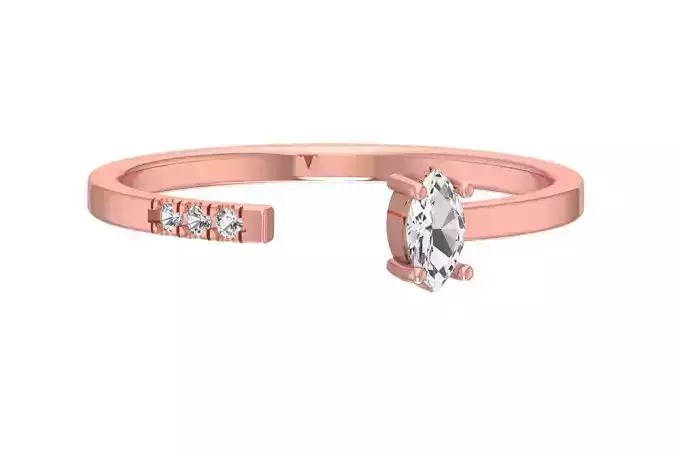 Solitaire Women Light Weight Marquise stone Band Ring