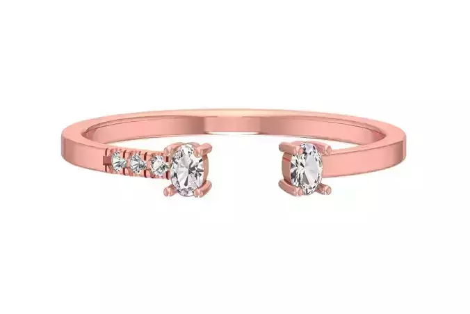 Solitaire Women Light Weight OVal Stone Band Ring