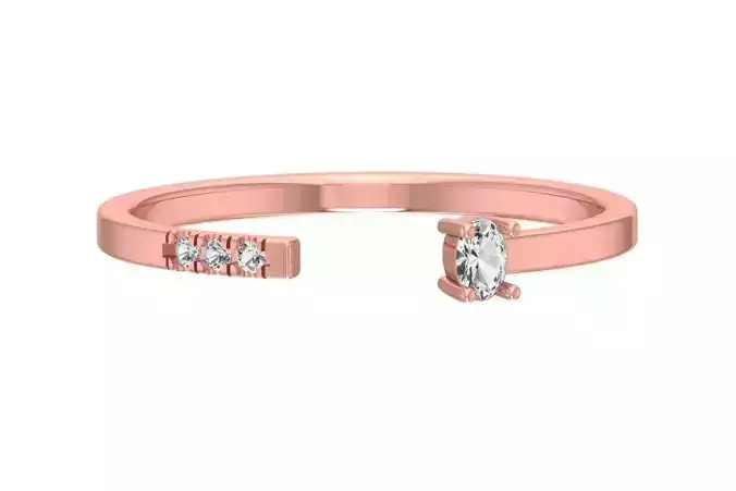 Solitaire Women Light Weight Oval Stone Band Ring