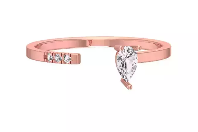 Solitaire Women Light Weight Pear Stone Band Ring