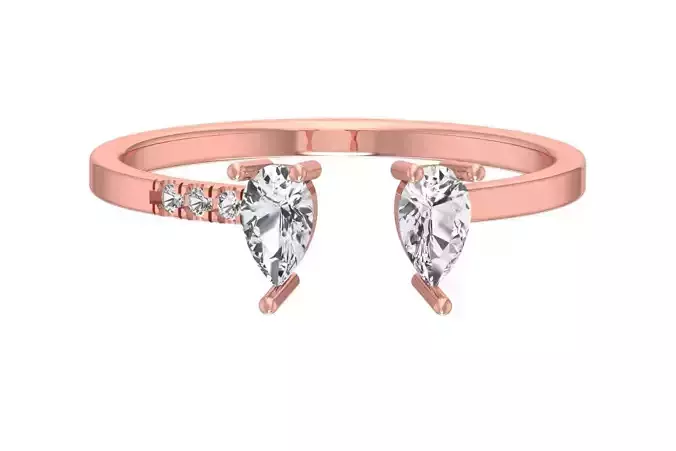 Solitaire Women Light Weight Pear Stone Band Ring