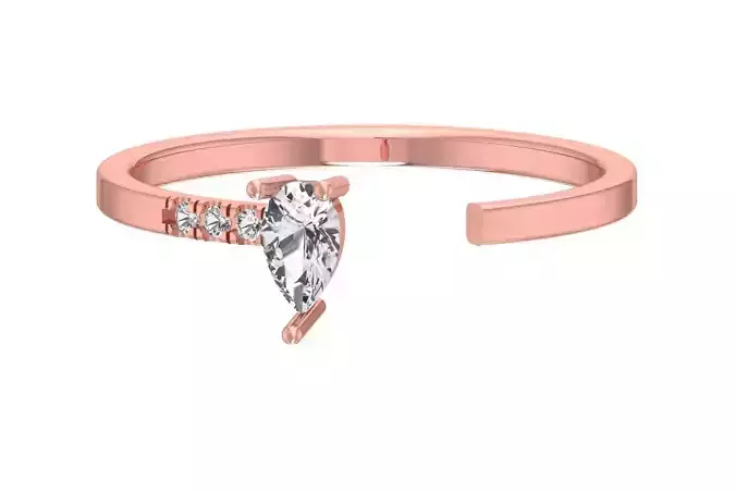 Solitaire Women Light Weight Pear Stone Band Ring