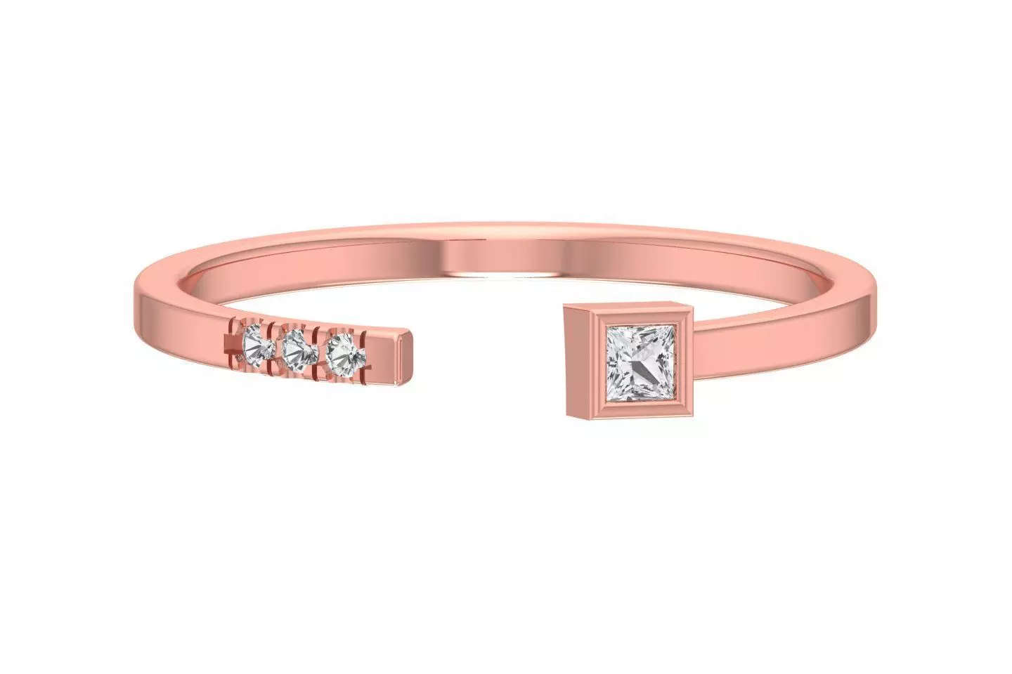 Solitaire Women Light Weight Princess stone Band Ring 3D print model