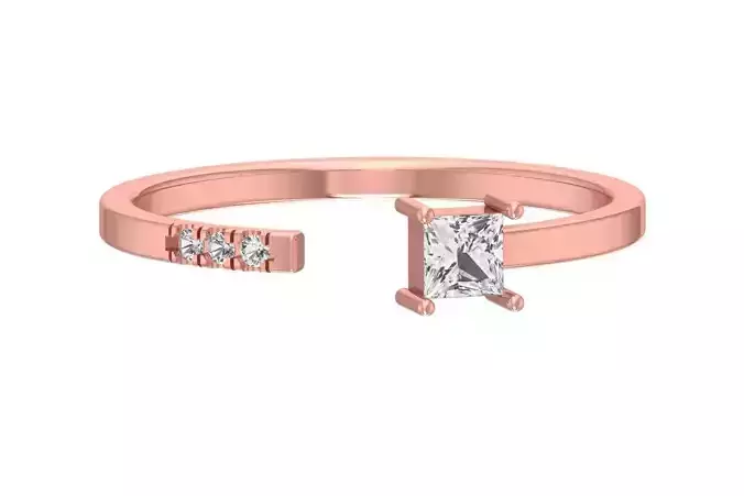 Solitaire Women Light Weight Princess stone Band Ring