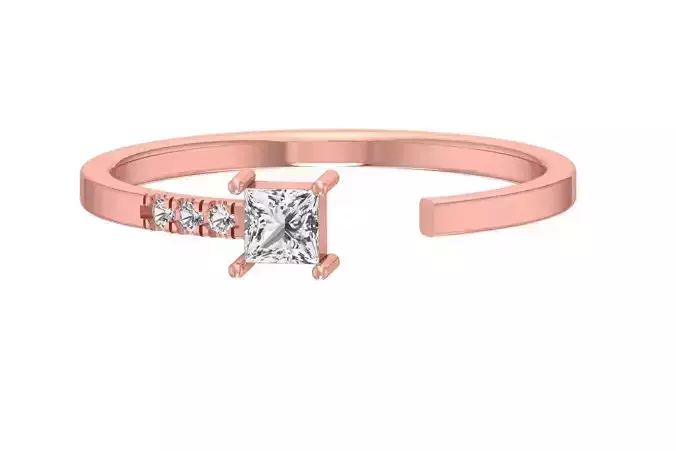 Solitaire Women Light Weight Princess stone Band Ring