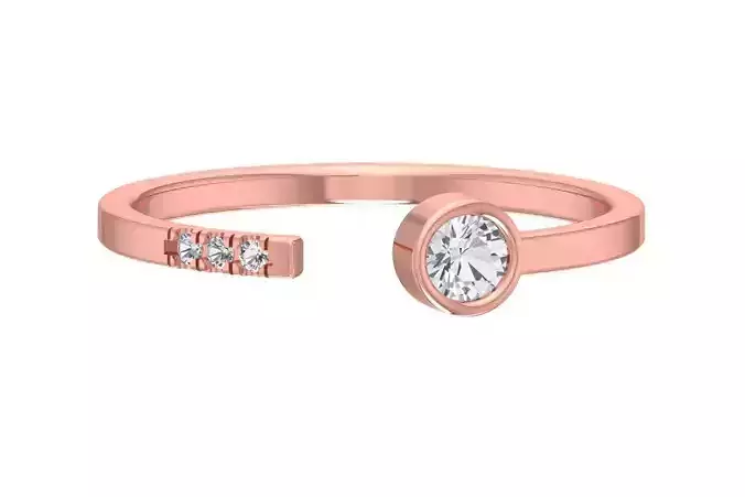 Solitaire Women Light Weight Round Stone Band Ring