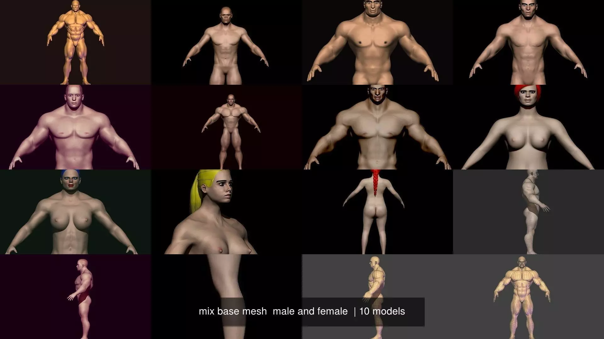 mix base mesh male and female 3D Model Collection_0