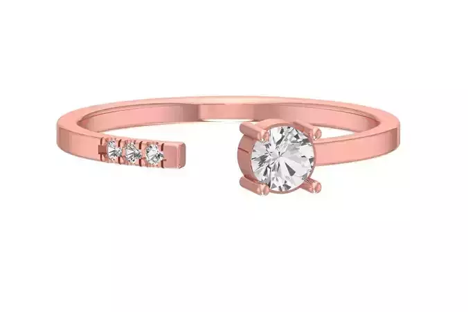 Solitaire Women Light Weight Round Stone Band Ring