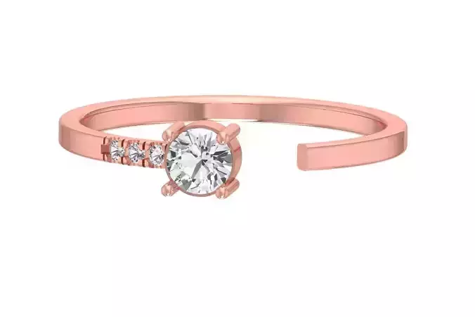 Solitaire Women Light Weight Round Stone Band Ring