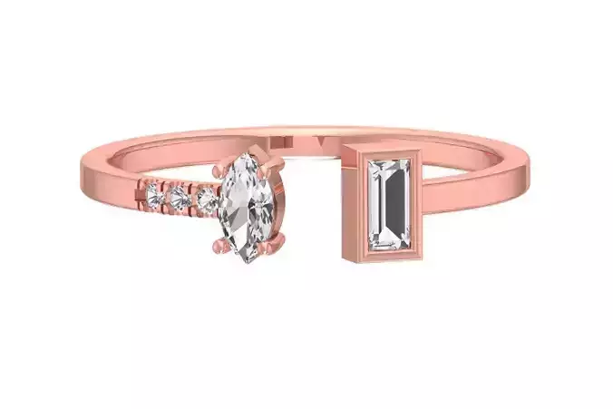 Women Light Weight Baguette Marquise stone Band Ring
