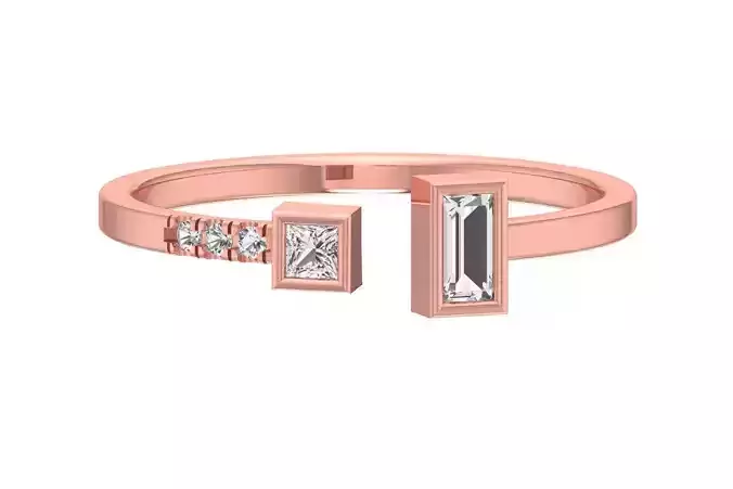 Women Light Weight Princess Baguette stone Band Ring