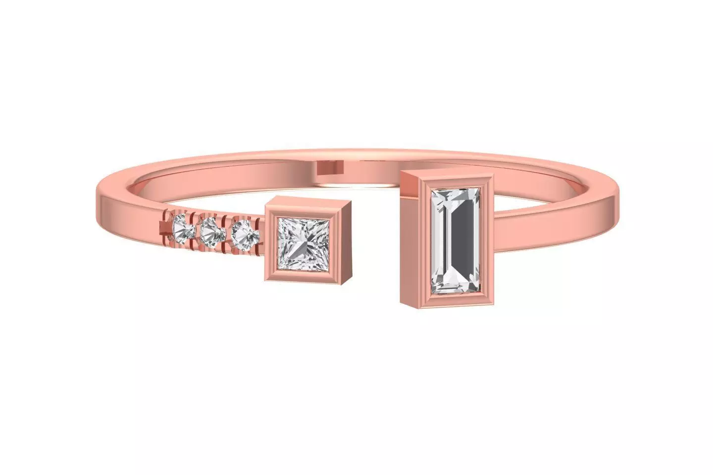 Women Light Weight Princess Baguette stone Band Ring 3D print model