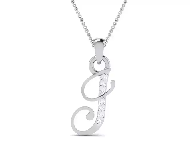 Alphabet - J sterling silver pendant with diamonds