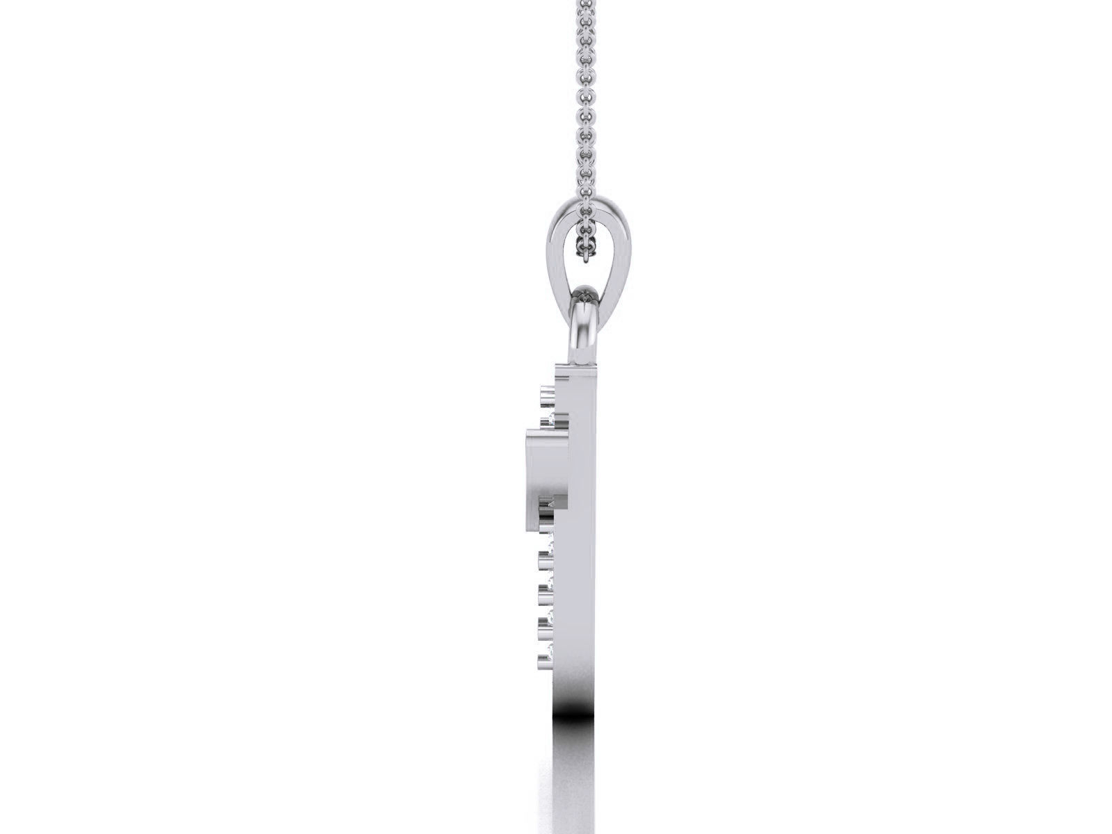Alphabet - J sterling silver pendant with diamonds 3D print model_2