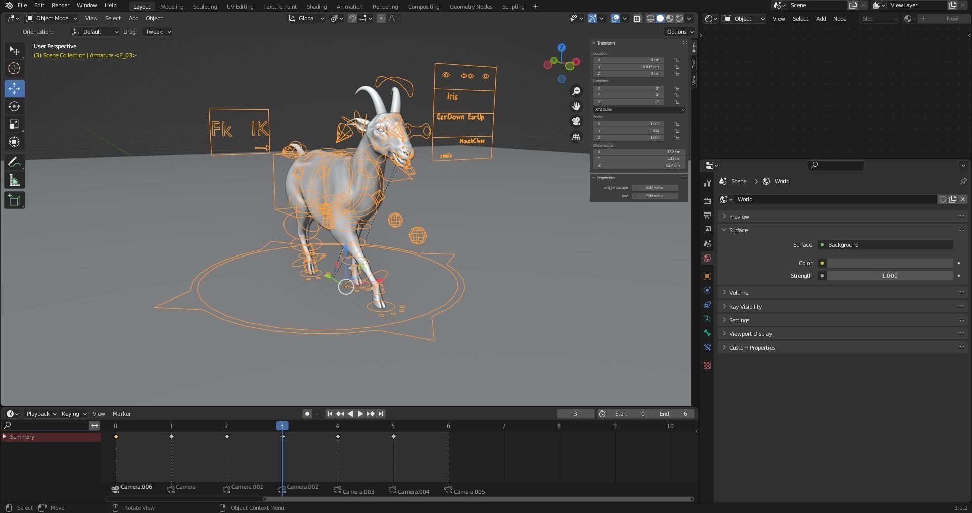 Fur Goat 04 Rigged and Animation Low-poly 3D model_16