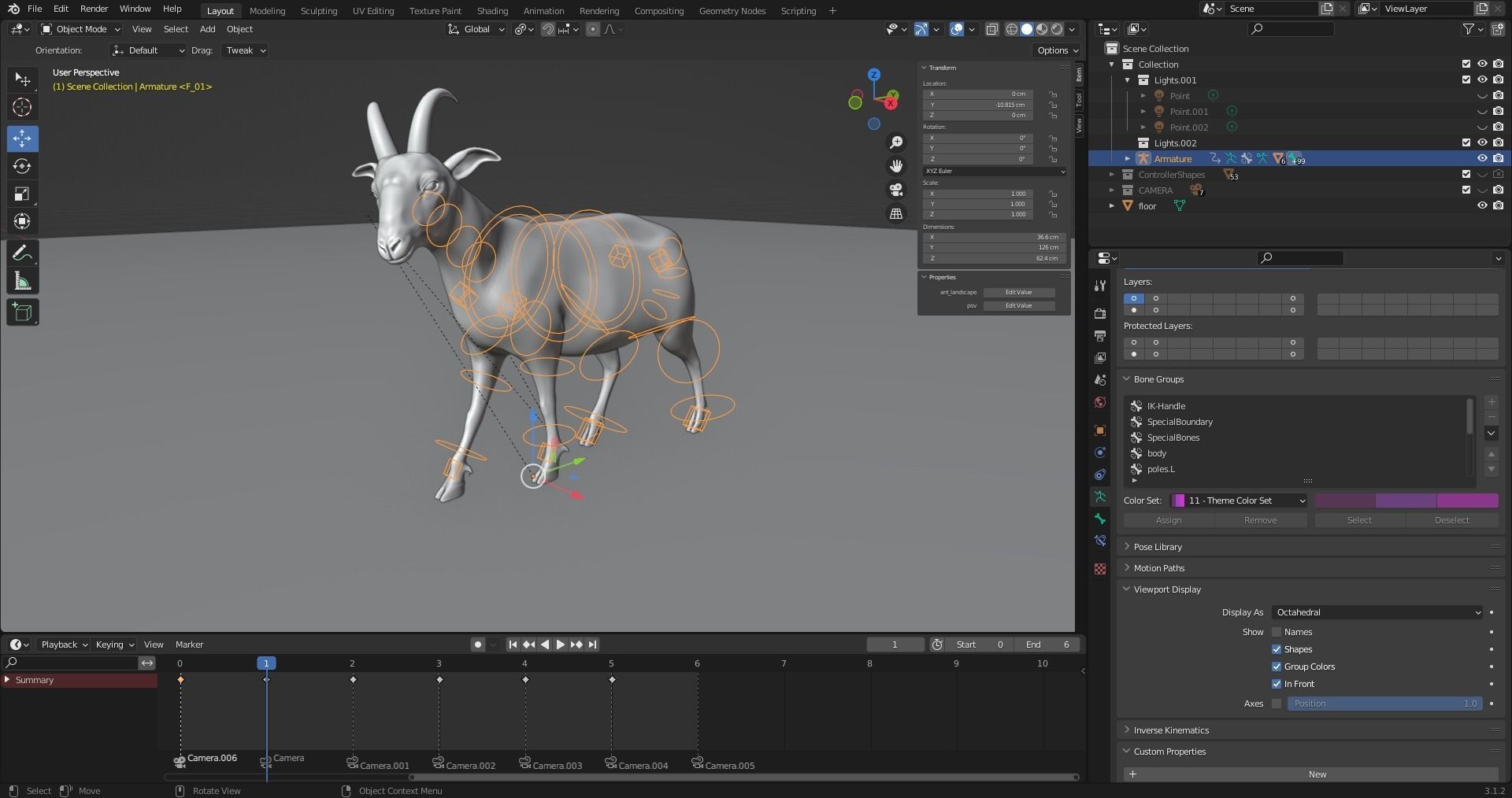 Fur Goat 04 Rigged and Animation Low-poly 3D model_19