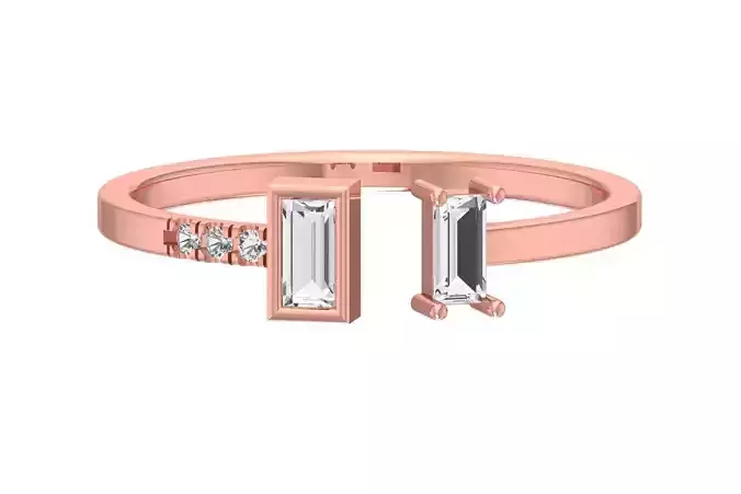 Solitaire Women Light Weight Baguette stone Band Ring