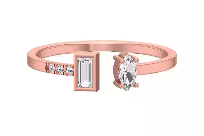Women Light Weight Baguette Marquise stone Band Ring